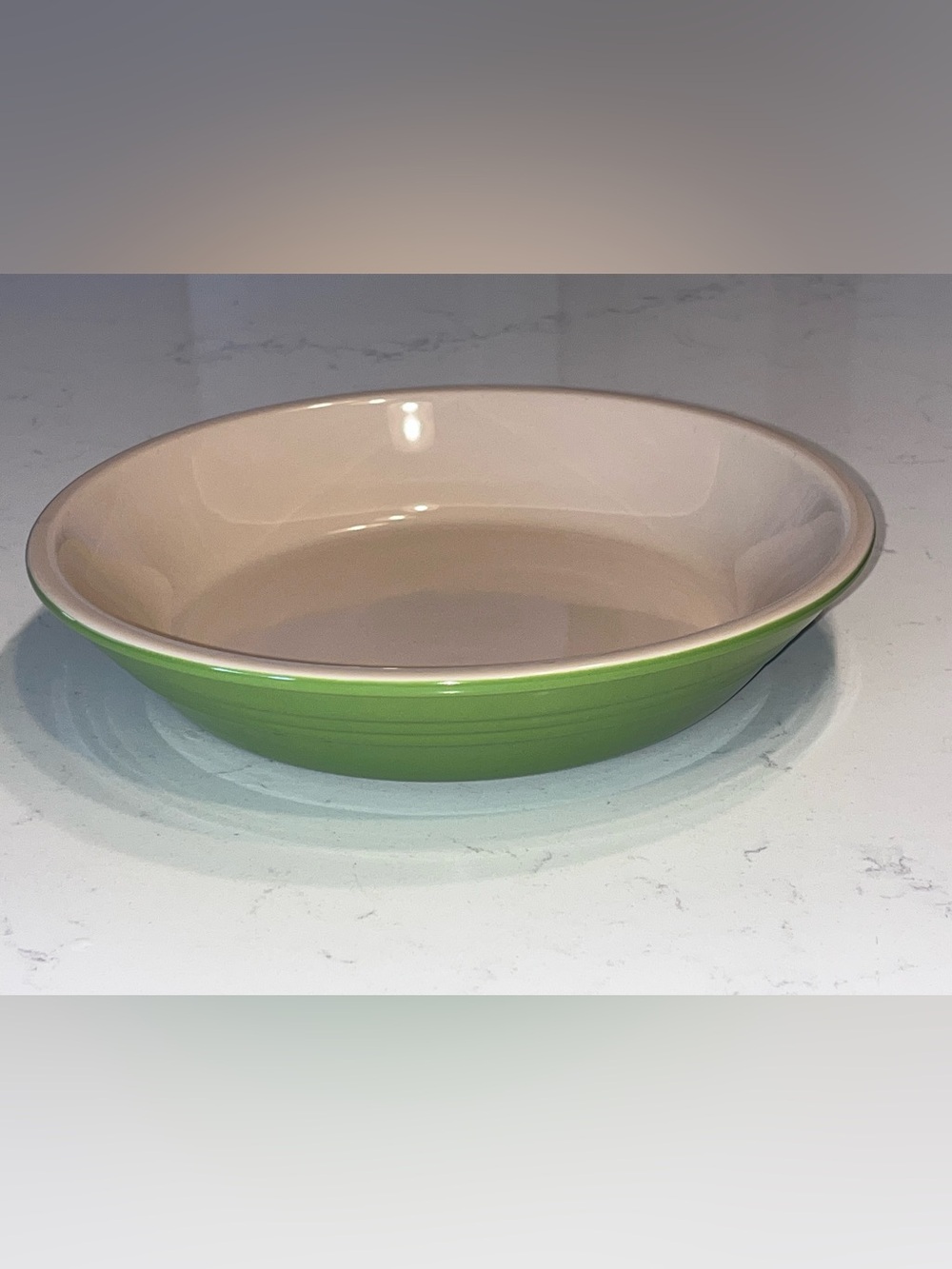 Le Creuset 10” green enameled stoneware pie dish 09-38
